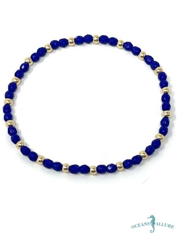 3mm GF Bead Blue Crystal Bracelet