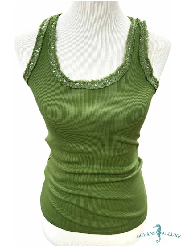 Avocado Sequin Racer Tank