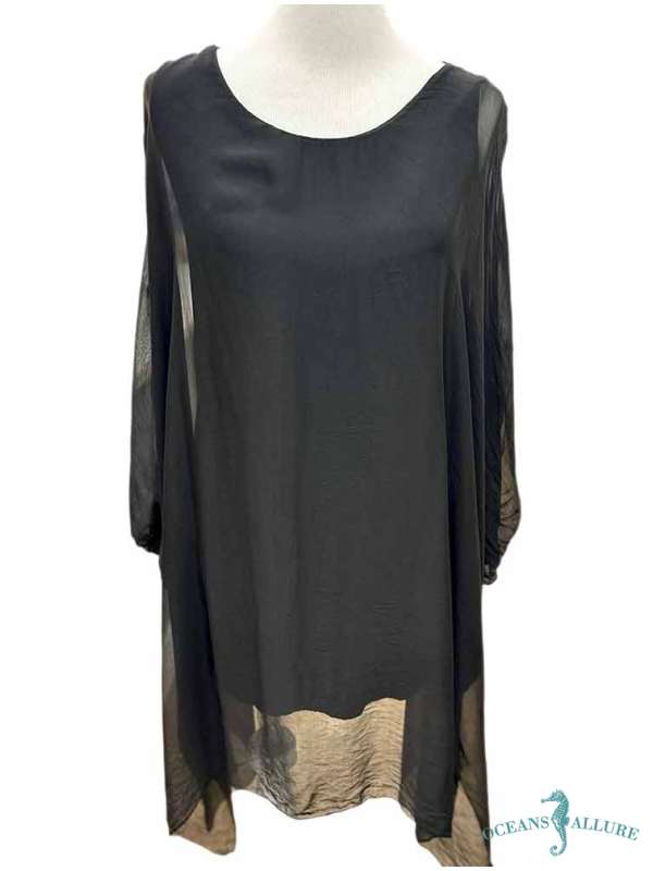 Black Fit Sleeve Goddess Dress
