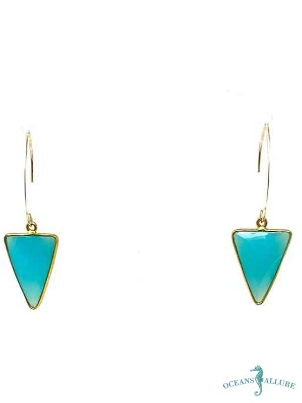 GF Chalcedony Triangle Earrings