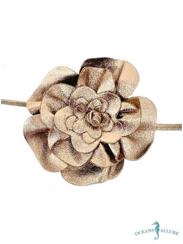 Bronze Leather Flower Belt