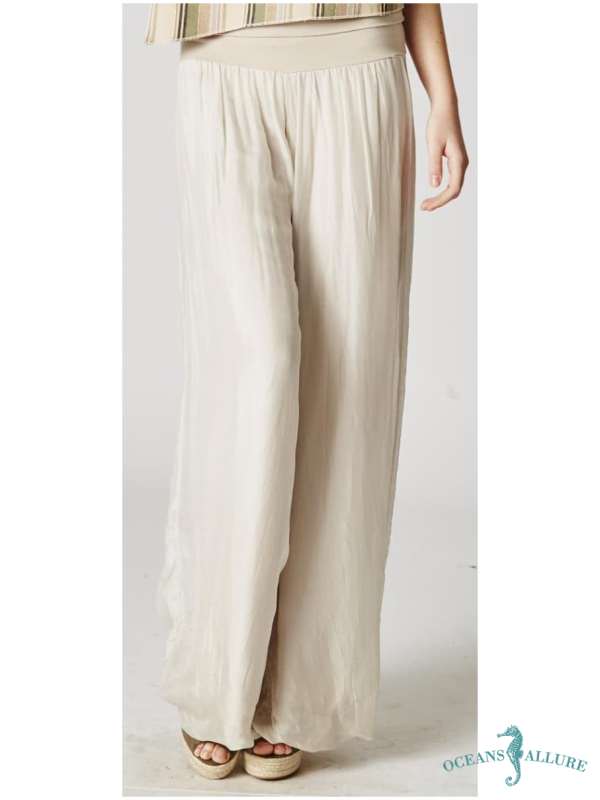 Beige Silk Lined Pants