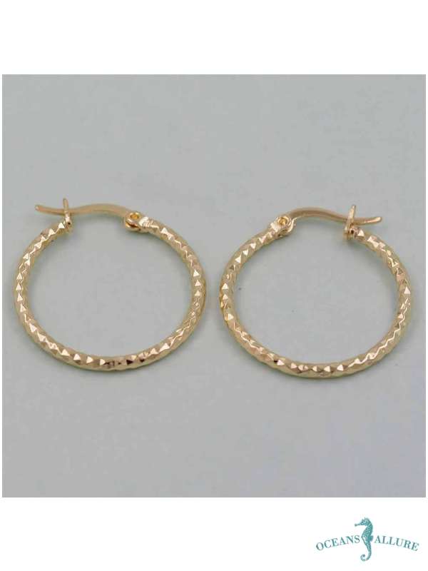 18K GF Dia Cut Hoops