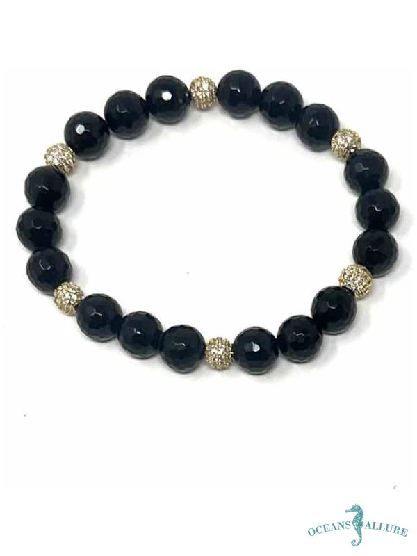 8mm Onyx & Vermeil CZ Accent Bracelet