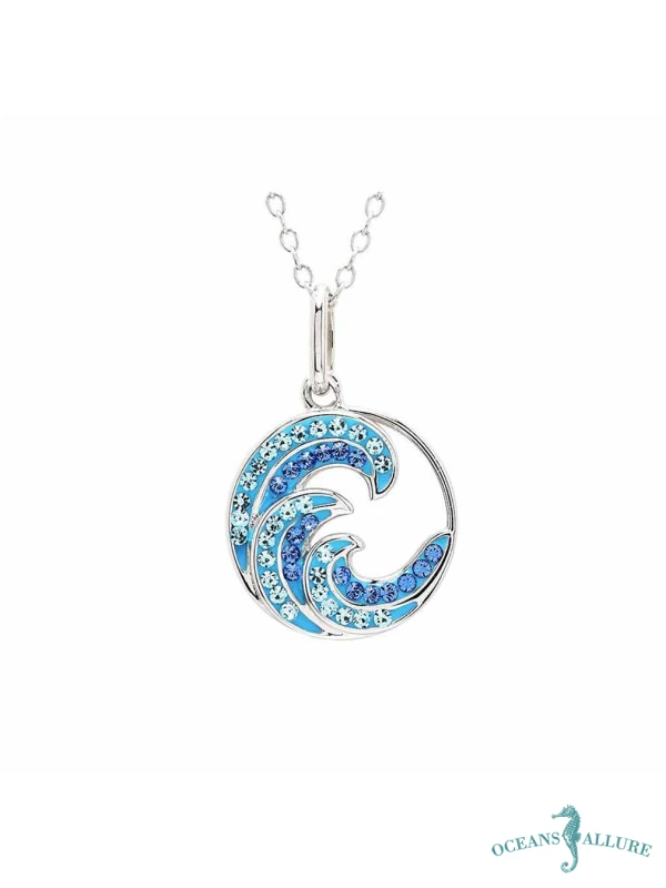 Blue Crystal Wave Mini Necklace