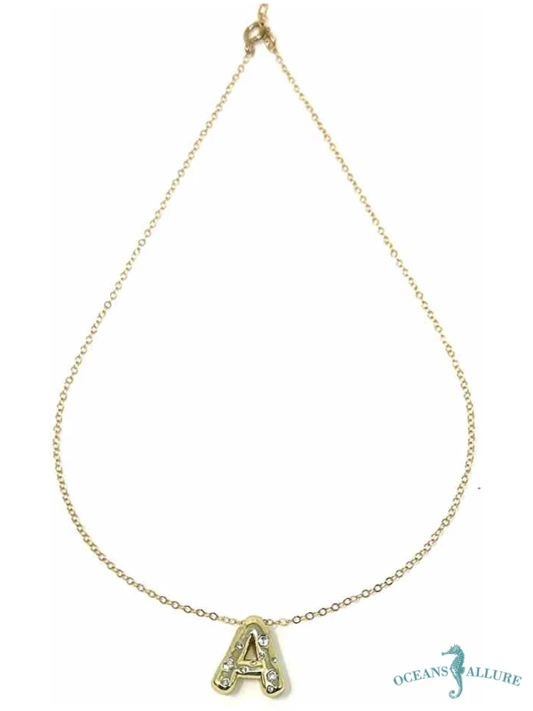 GFB Small CZ Balloon A Initial Necklace