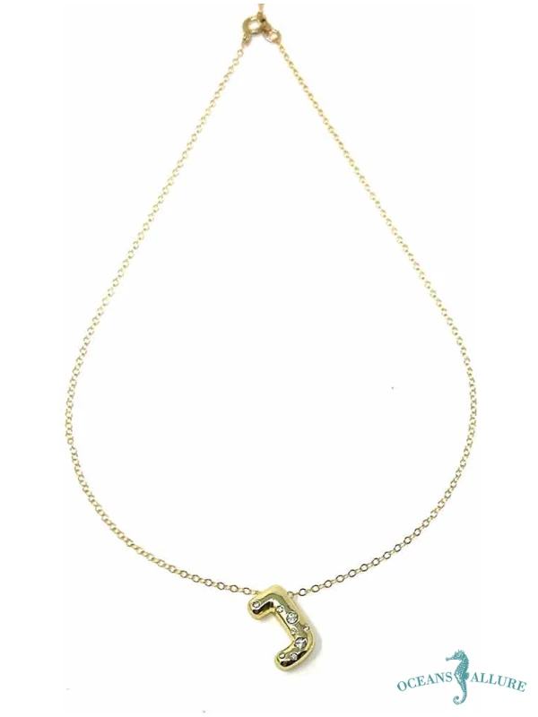 GFB Small CZ Balloon J Initial Necklace