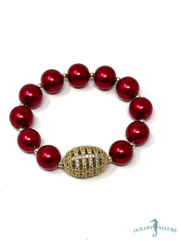 10mm Red Shell Pearl Vermeil Open Egg Bracelet