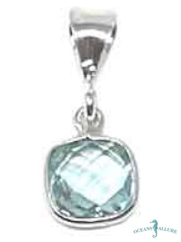 8mm A+ Blue Topaz Pendant