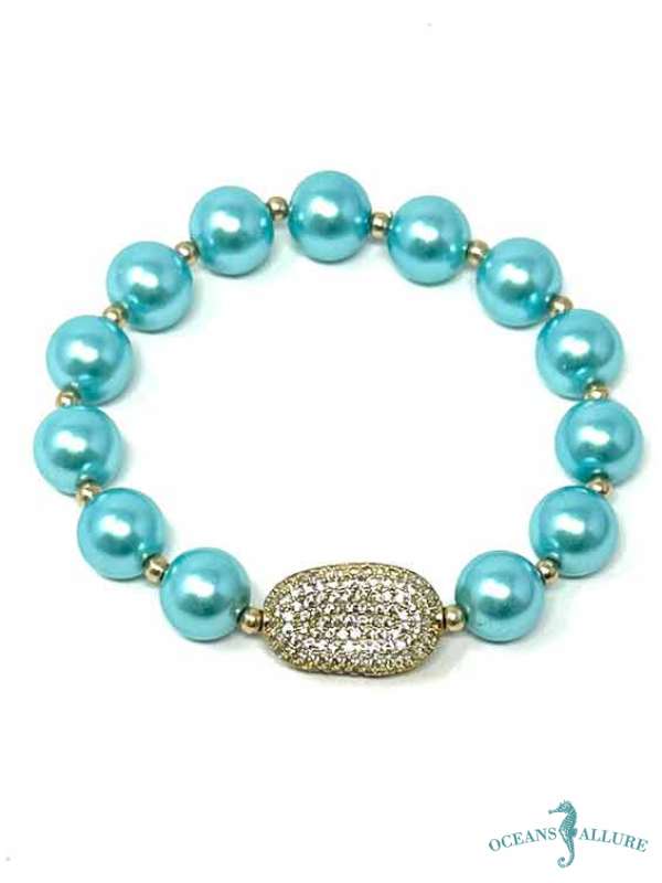 8mm Tiffany Shell Pearl CZ Puff GF Bracelet