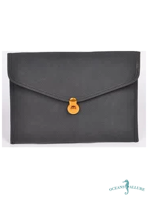 Black Faux Suede Envelope Clutch