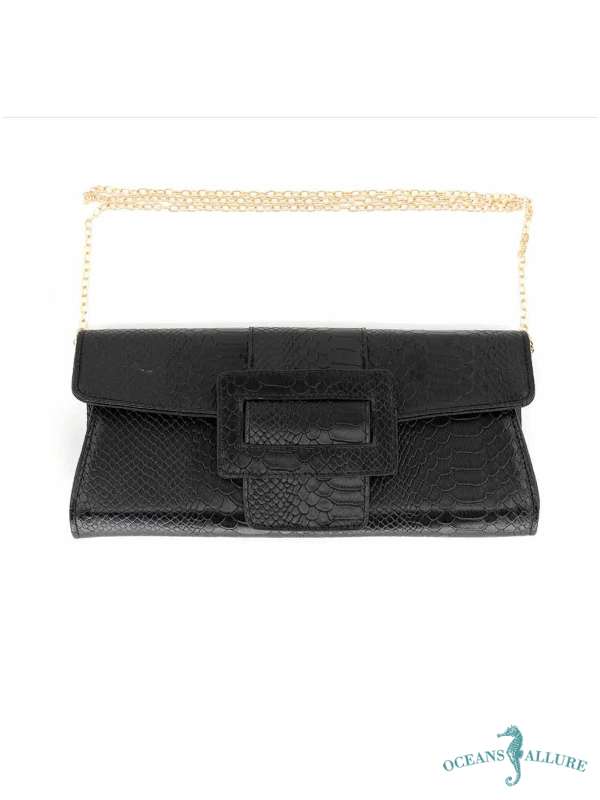 Black Pu Python Clutch