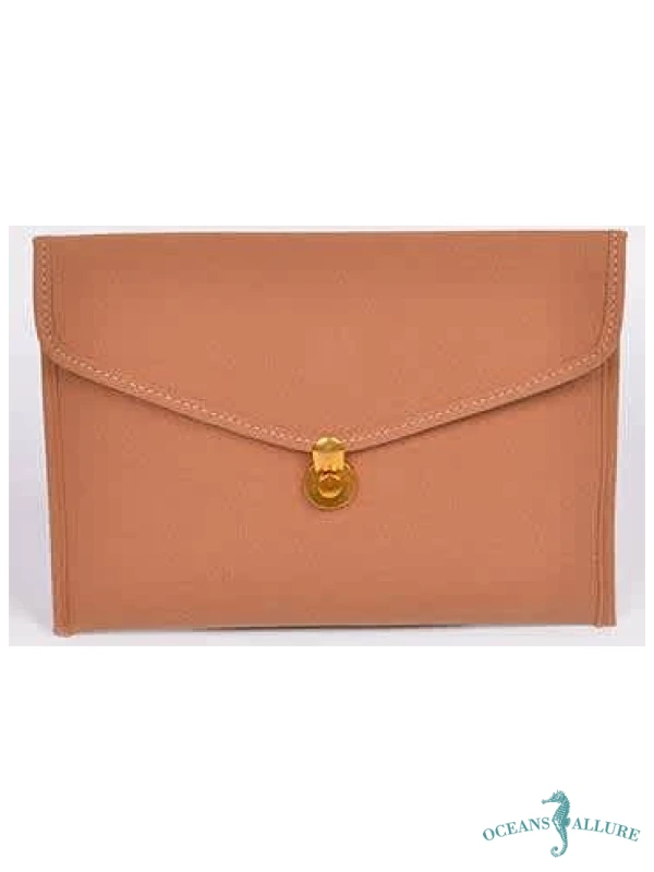 Camel Faux Suede Envelope Clutch