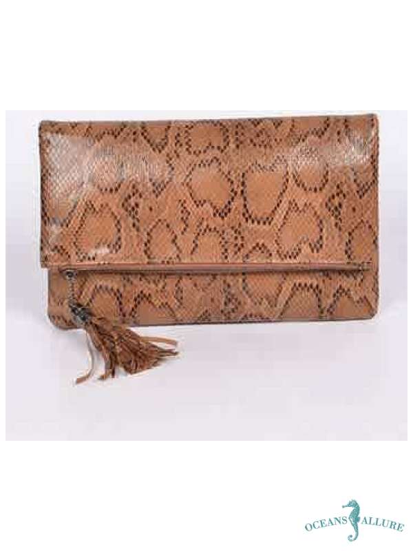 Caramel Snakeskin Clutch