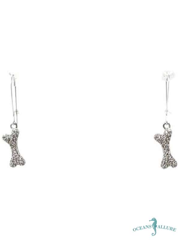 CZ Silver Bone Drop Earrings