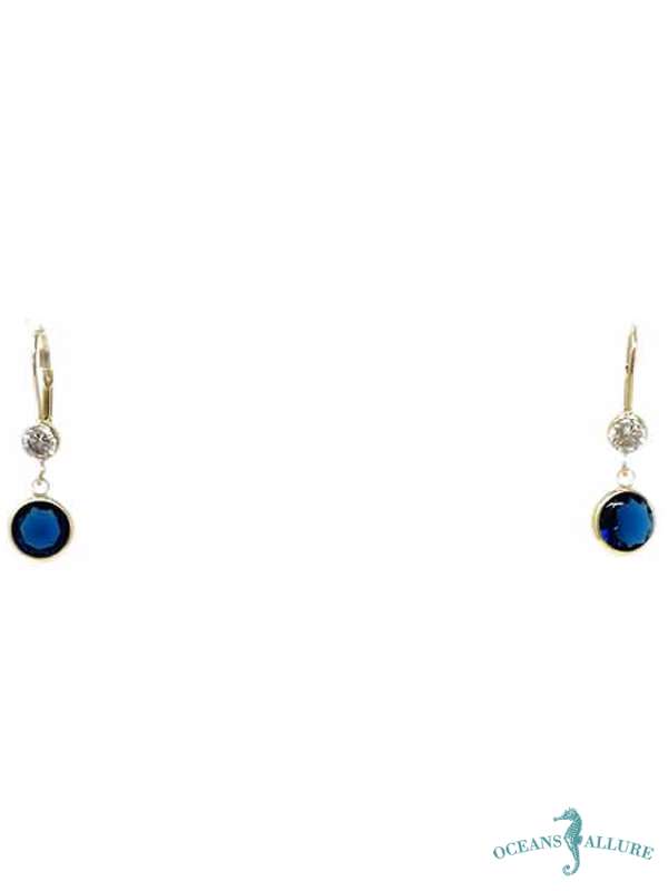 GF CZ Leverback Sapphire Earrings