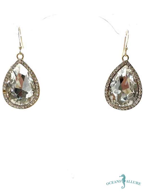 Gold Teardrop Rhinestone Earrings