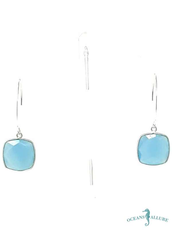 15mm Square Chalcedony Earrings