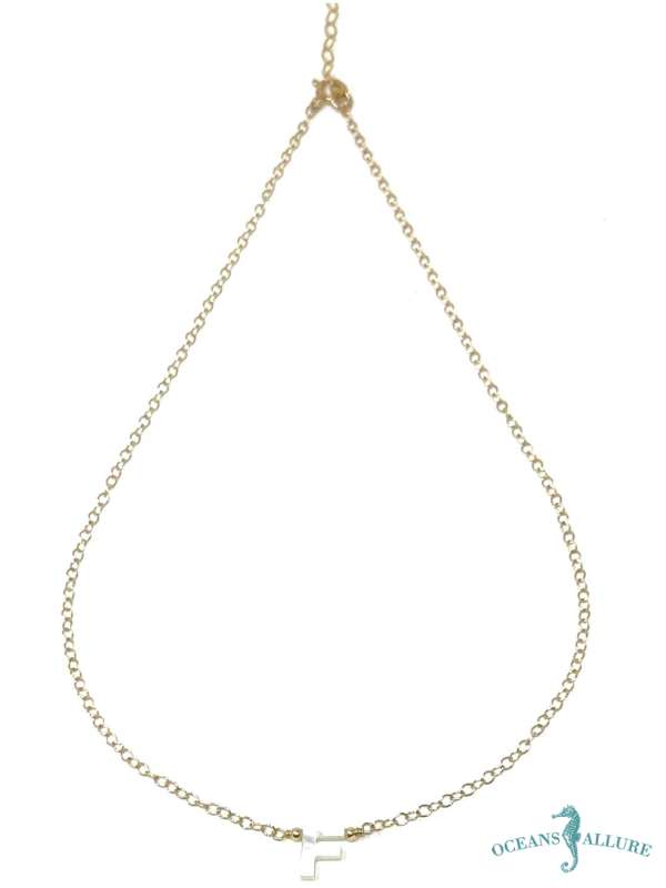 GF MOP F Initial Necklace