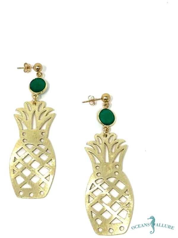 GF/GP Green Onyx Pineapple Earrings