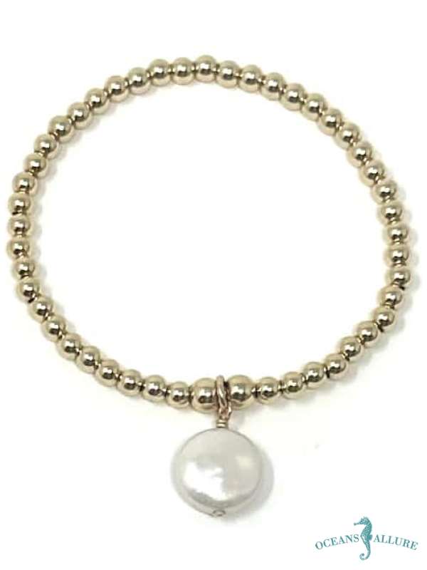 4mm GF Coin Pearl Drop Bracelet