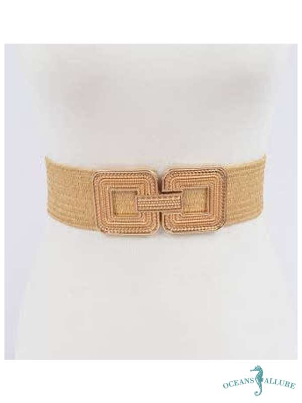 Woven Stretch Belt w/ Rose Gold Buckle