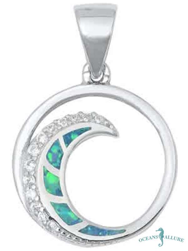 Opal CZ Wave Pendant SM