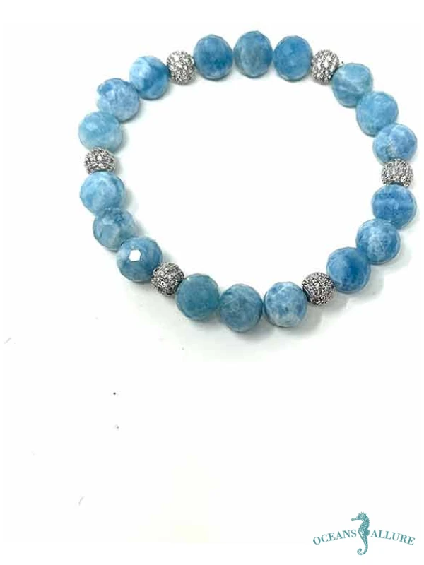 Aquamarine CZ Bead Bracelet
