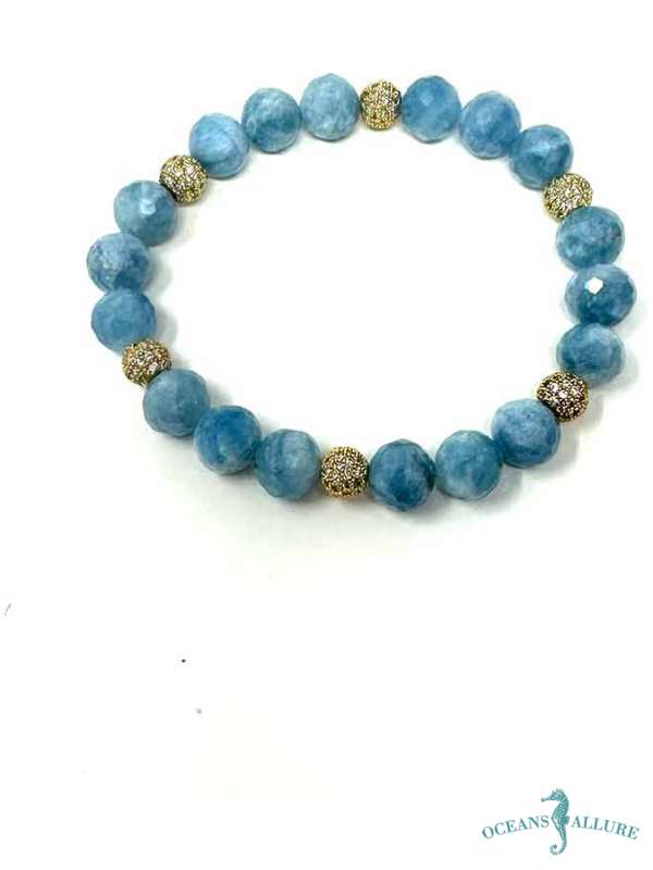 Aquamarine Vermeil CZ Bead Bracelet