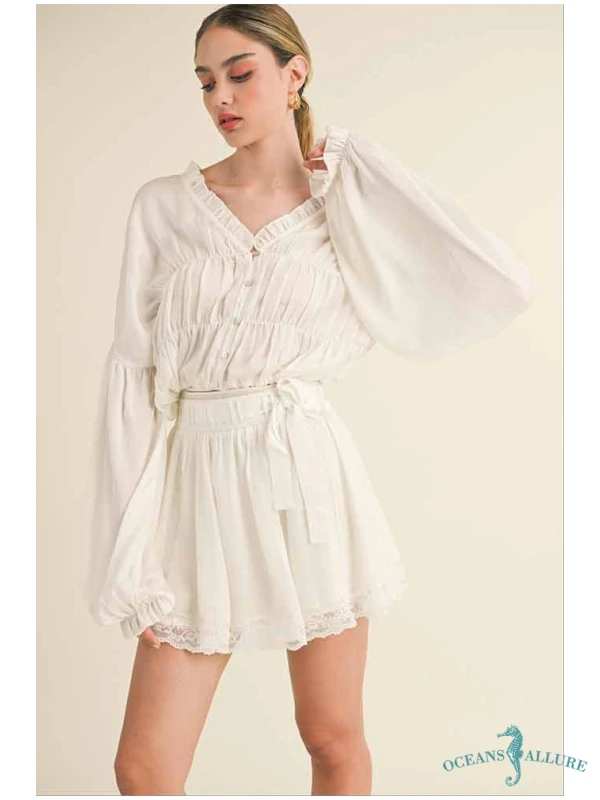 Cream Ruffle Blouse