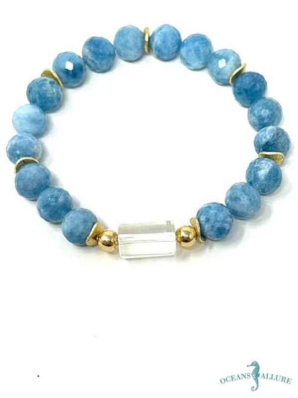 GF Aquamarine & Quartz Tube Bracelet