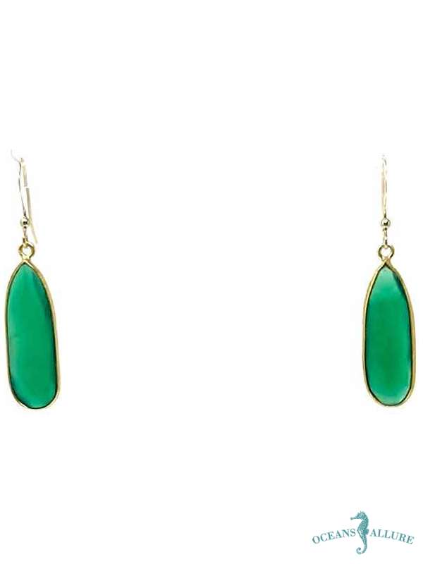 GF SM. Oval Green Onyx Earrings