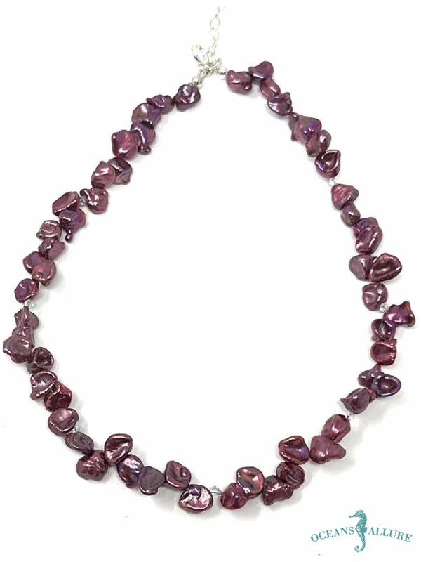 Grape Small Keshi Pearl & Swarovski Necklace