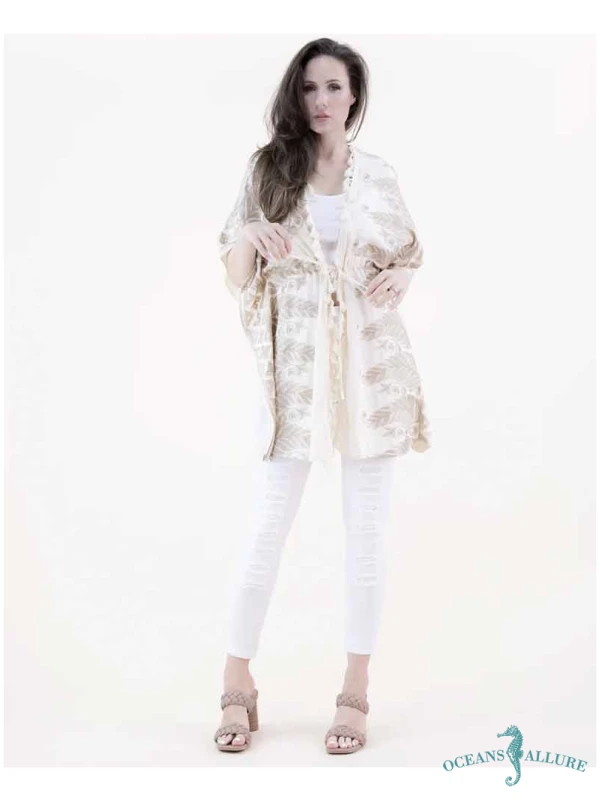 Harlow Leaf Embroidered Kimono