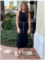 Luna Black Ribbed Midi