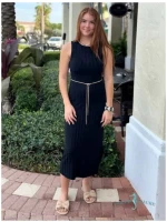 Luna Black Ribbed Midi