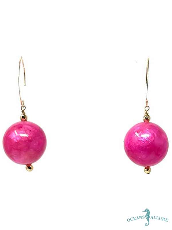 Large GF Fuchsia Capizi Shell Earrings