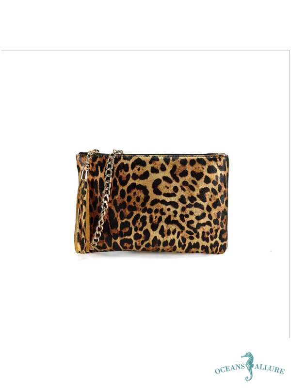 Leather Leopard Clutch