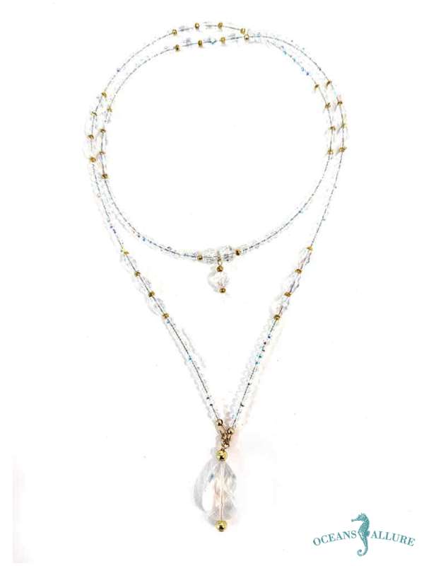 Pear Iridescent  Crystal GFB Conv. Necklace