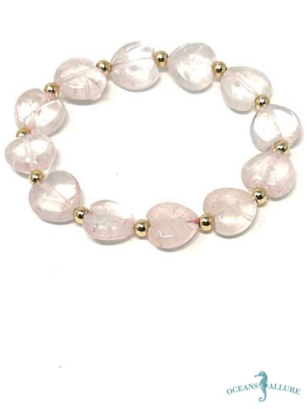 SM Rose Quartz Heart & 4mm GF Bracelet