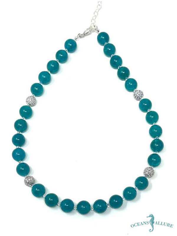 Silver CZ Russian Amazonite Necklace