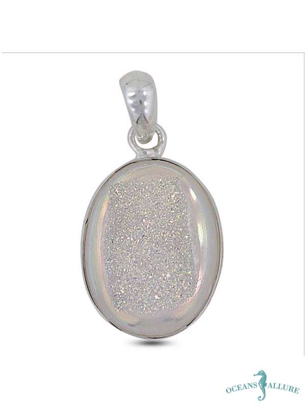 White Titanium Druzy Pendant