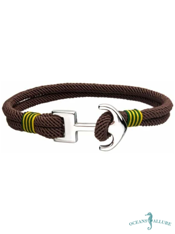 Brown Paracord Rope Steel Anchor Bracelet