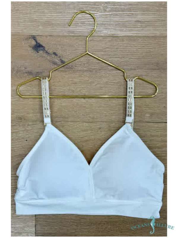 Gold Studs White Bra