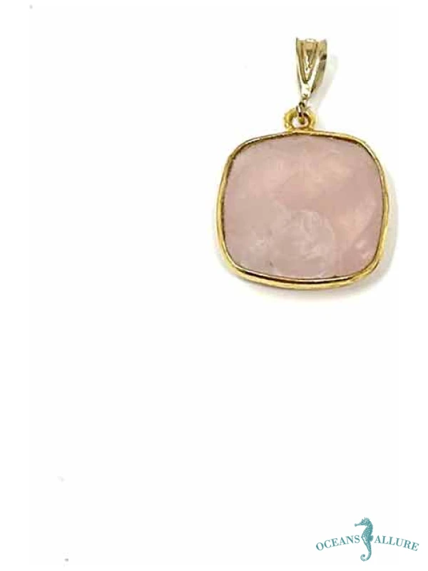 15mm GF Square Rose Quartz Pendant