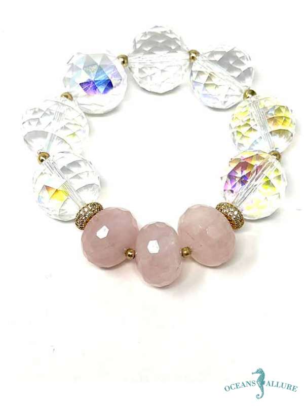 20mm GF Crystal & Rose Quartz Bracelet