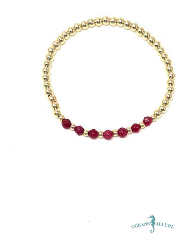 4mm GF Ruby Agate Bracelet