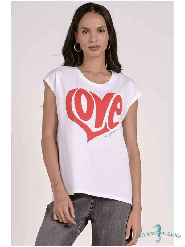 White & Red Love T-Shirt