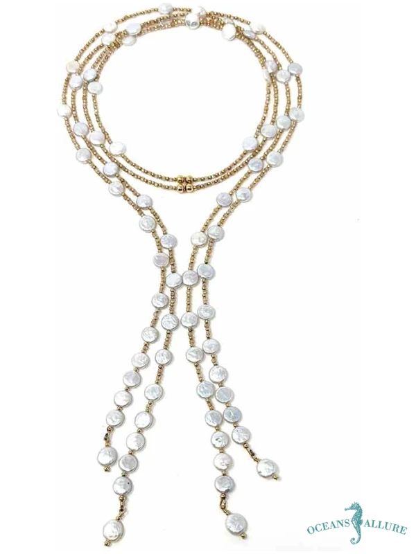 GF Double Strand Burma Zircon & SM A+ Coin Pearl Lariat