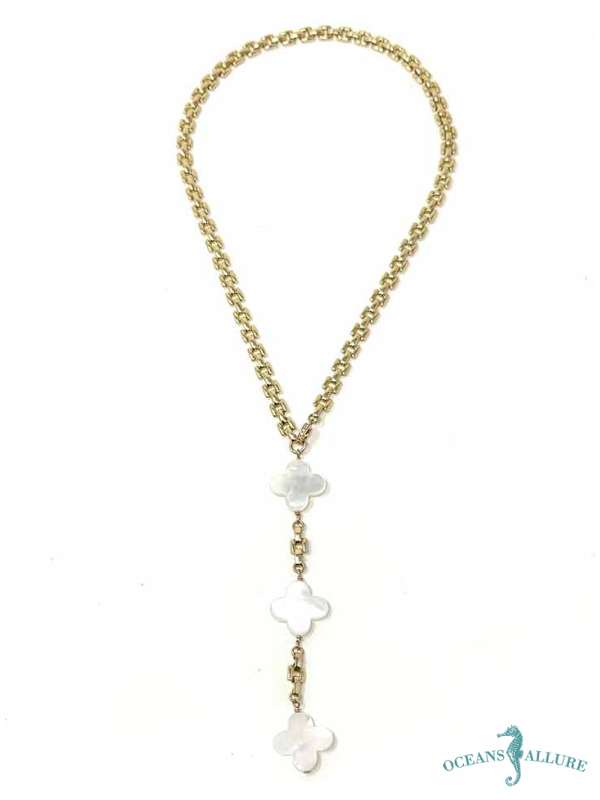 GFB Panther Chain MOP Drop Necklace